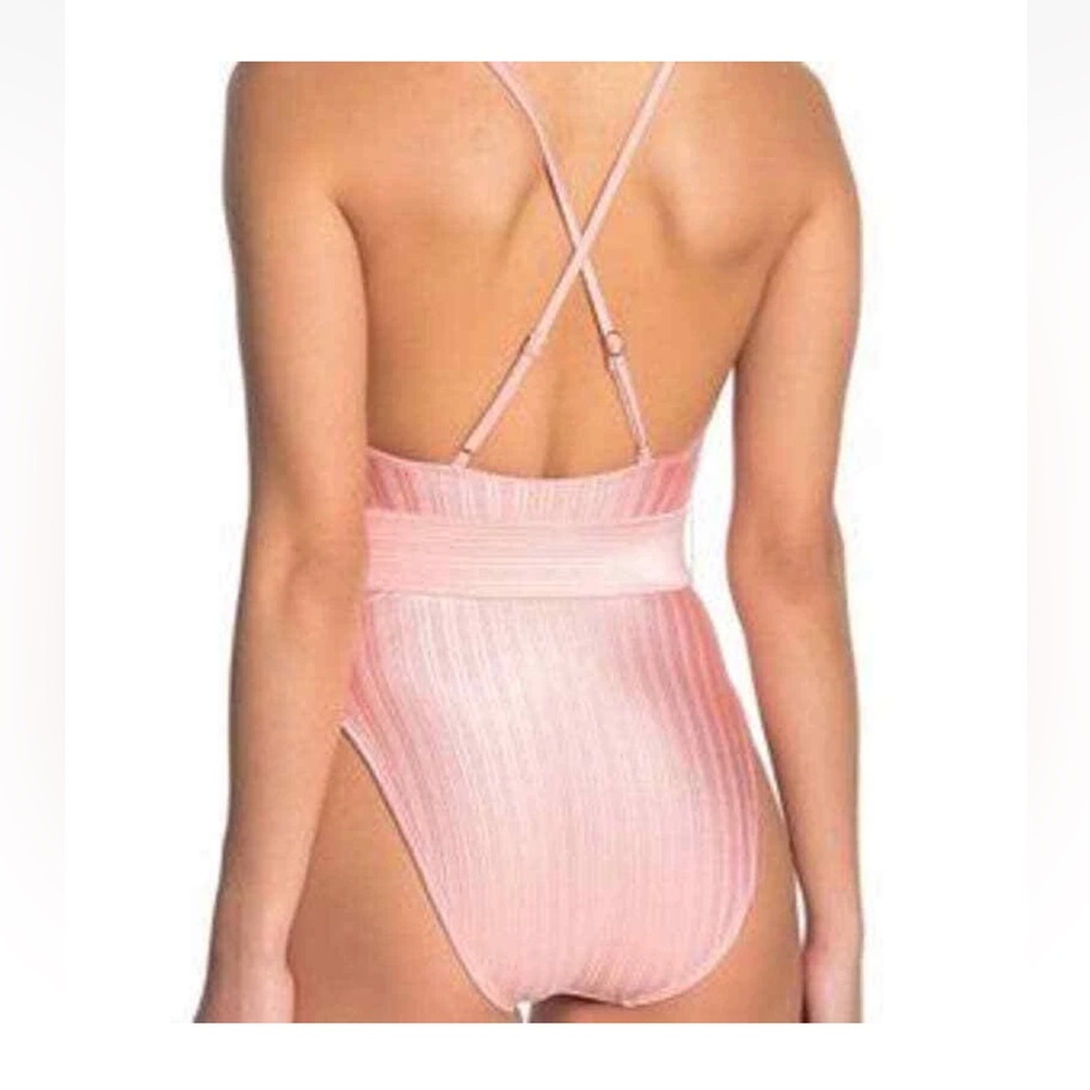 Bikinilab pink one piece swimsuit with a belt